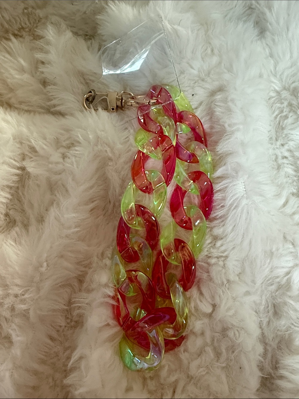 Acrylic Link Phone Chain in Hot Pink & Lime